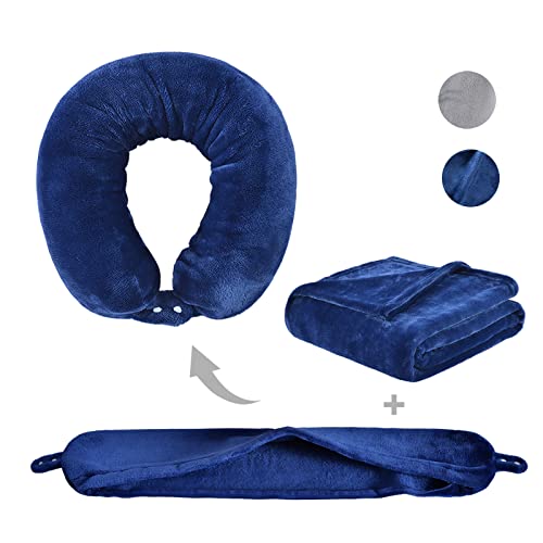 Yaning Multifunctional Neck Pillow - Soft Warm Blanket with Cozy Neck Pillow Case