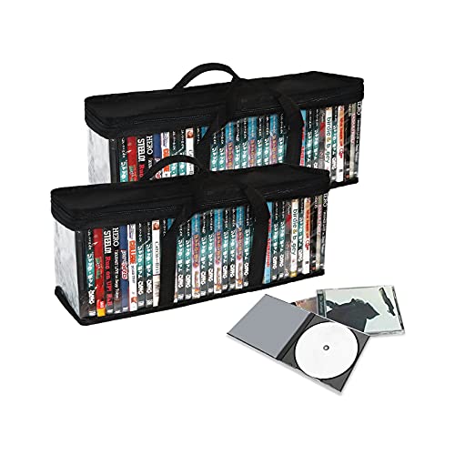 QTART DVD Storage Case - Convenient Travel Case Holder Organizer for Media-2 Pack