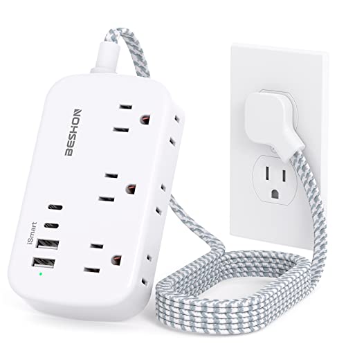 Flat Extension Cord with USB C Power Strip