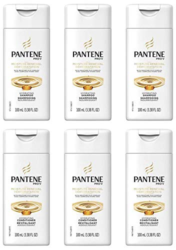 Pantene Travel Size Shampoo & Conditioner Bundle - Daily Moisture Renewal (3 Duo Sets) - Convenient Hair Care for Travelers