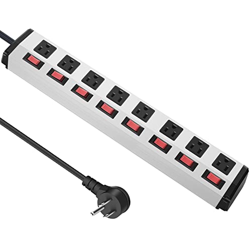 8 Outlet Metal Power Strip with Individual Switches