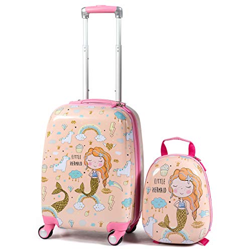 GYMAX 2Pc Kid Carry On Luggage Set - Durable and Convenient Travel Companion for Children