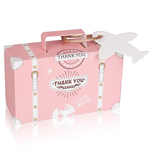 DOYIDE Travel Suitcase Favor Candy Boxes - Pink (50 Pack)