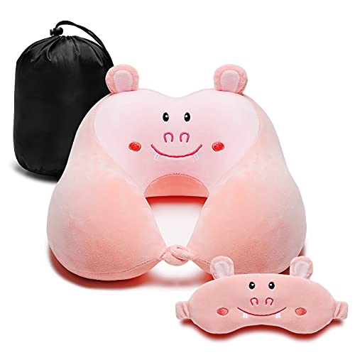 Cute Animal Memory Foam Neck Pillow with Eye Mask