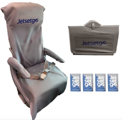 Jetsetgo Travel Safety Kit - Airplane Seat Covers, Armrest and Tray Table Covers with Pockets