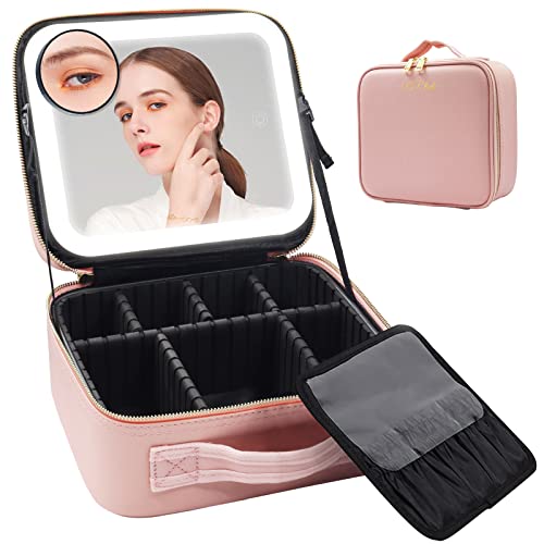 RRtide LED Lighted Makeup Bag with Mirror and Lights