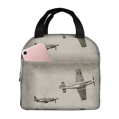 NOKOER World War 2 Aircraft Airplane Printed Lunch Bag
