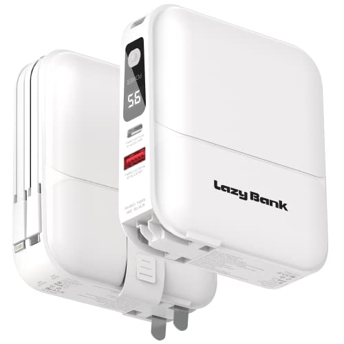 LazyBank Fastest Portable Charger with Built-in Cables