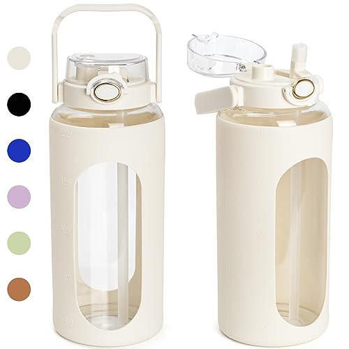 64oz Glass Water Bottle with Straw