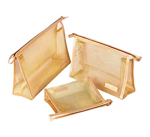 FWITHX 3-Piece Clear Mesh Cosmetic Bag Set