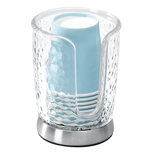 mDesign Small Cup Dispenser Storage Holder - Clear/Brushed