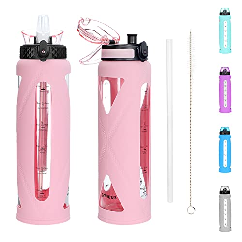 Leakproof Motivational Glass Water Bottle - GOPPUS
