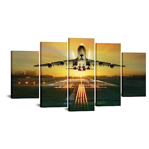 VVOVV Wall Decor 5 Piece Canvas Wall Art Airplane Decor Picture