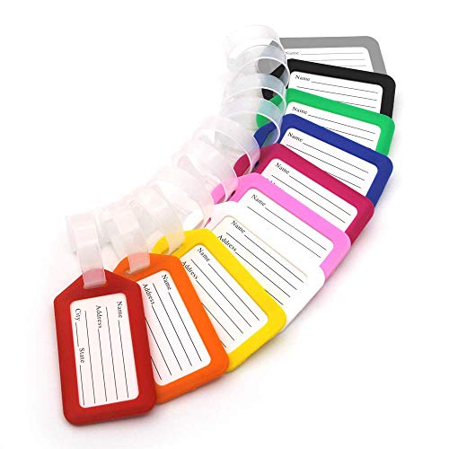 10-Piece Multicolor Luggage Tag Set with Lanyard