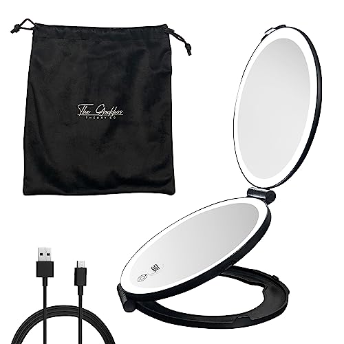 Rechargeable LED Travel Mirror with Lights and Magnification