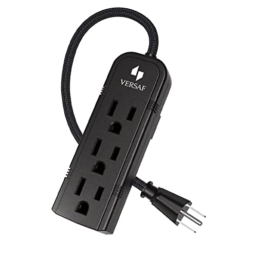 Slim Black Power Strip - No Surge Protector, Wall Mountable