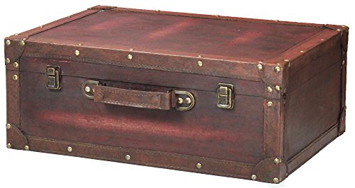 Brown Wooden Suitcase with Leather Trim
