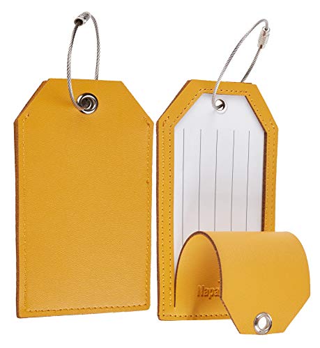 Toughergun Leather Luggage Tags with Privacy Cover