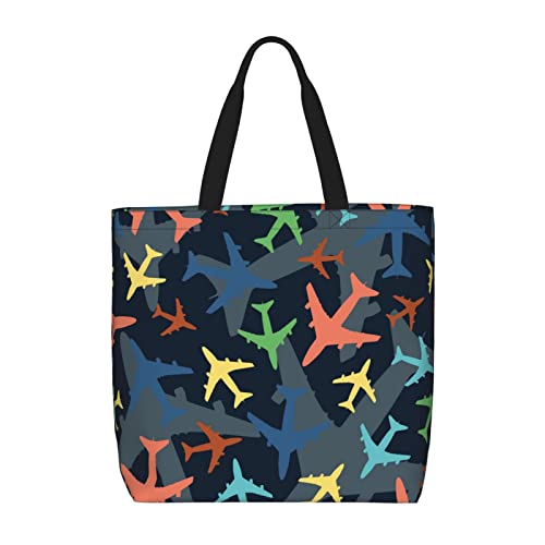 Stylish and Practical Airplanes Canvas Tote Bag for Women Stylish and Practical Airplanes Canvas Tote Bag for Women