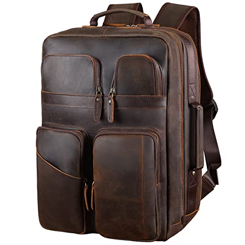 TIDING 17.3" Leather Laptop Backpack - Stylish and Practical Travel Companion TIDING 17.3" Leather Laptop Backpack - Stylish and Practical Travel Companion