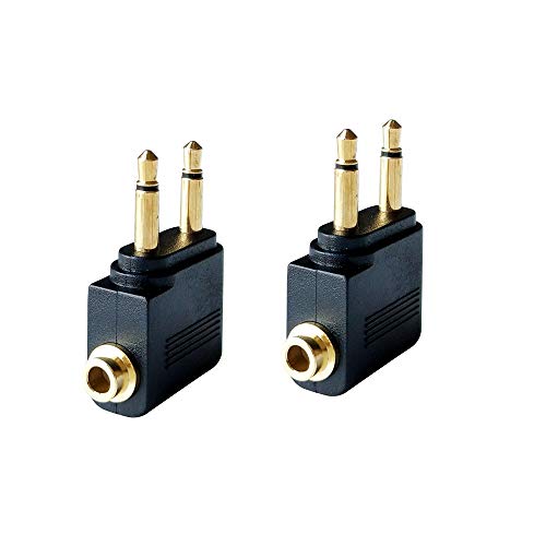 Airplane Headphone Adapter Gold Plated (2 Pack)