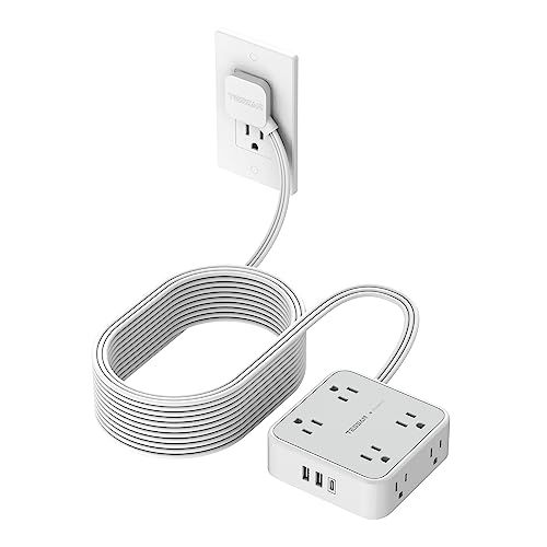 TESSAN Flat Plug Long Extension Cord