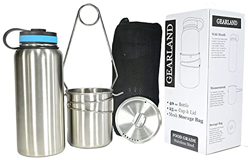 Gearland Canteen Stainless Steel Water Bottle with Camping Cup