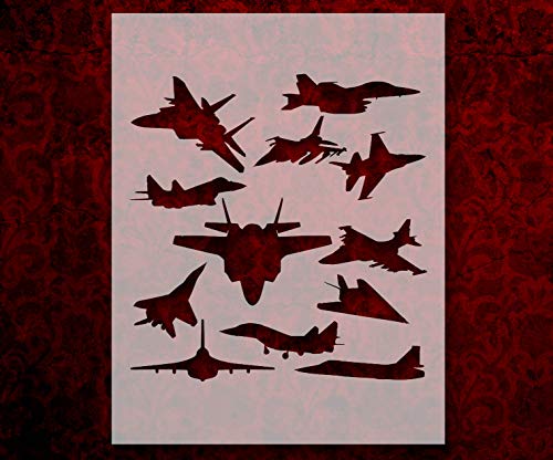 Fighter Jets Airplanes Stencil Template for Creative Projects