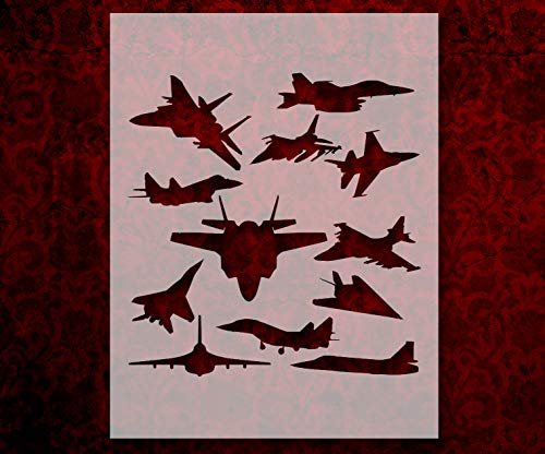 Fighter Jets Airplanes Stencil Template for Creative Projects