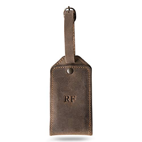 PEGAI Personalized Rustic Leather Luggage ID Tag
