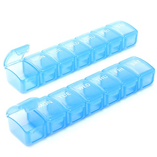 GIIYAA Portable Weekly Pill Organizer (Blue)