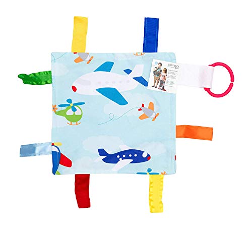 Sensory Crinkle & Teething Lovey Toy: 8"X8" (Airplanes)