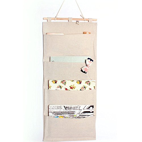 Linen/Cotton Fabric Wall Door Hanging Storage Pockets (4 Pockets)