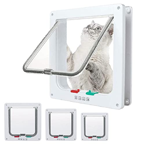 EGETOTA Cat Door Flap - 4 Way Locking Pet Door