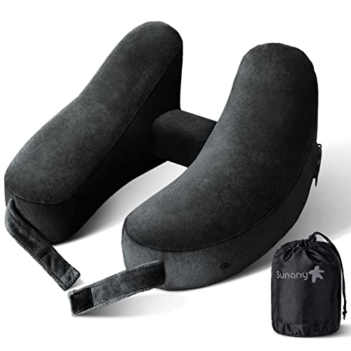 Fringoo Inflatable Travel Neck Pillow – Soft Velour, Multicolored, For Women/Men/Kids