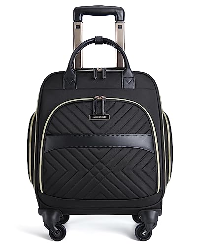 Quilted Black Laptop Bag with Spinner Wheels