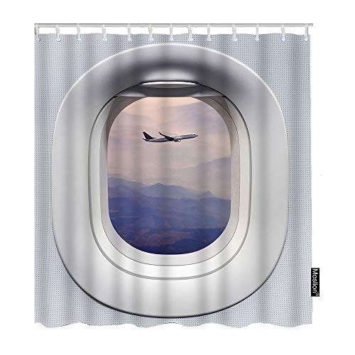 Moslion Airplane Bathroom Shower Curtain