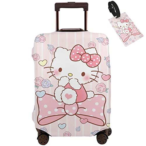 Cartoon Pink Cat Luggage Cover
