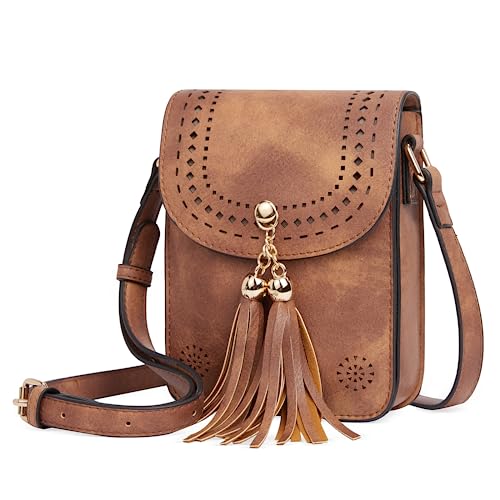 Small Crossbody Phone Purse with Tassel and Adjustable Strap