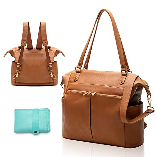 MOMINSIDE Leather Diaper Bag Backpack