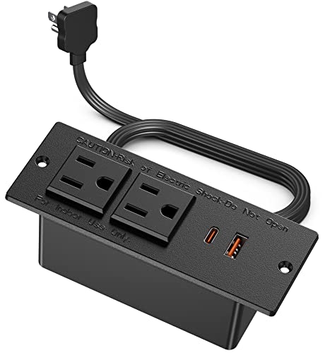 Recessed Power Strip with USB C PD Fast Charging
