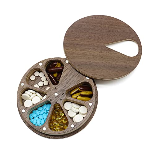 GADNIA Wooden Weekly Pill Organizer