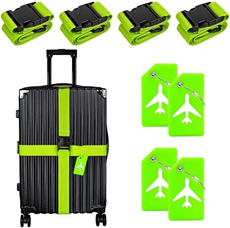 8 Pack Luggage Straps & Tags Set