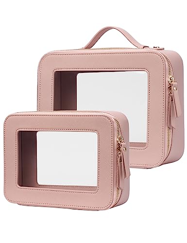 Popvibe Makeup Case Set Pink Toiletry Bag Travel