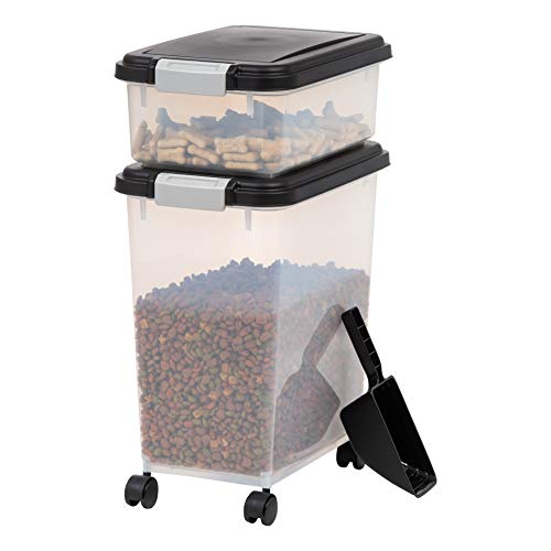 IRIS USA WeatherPro Airtight Pet Food Storage Container Combo