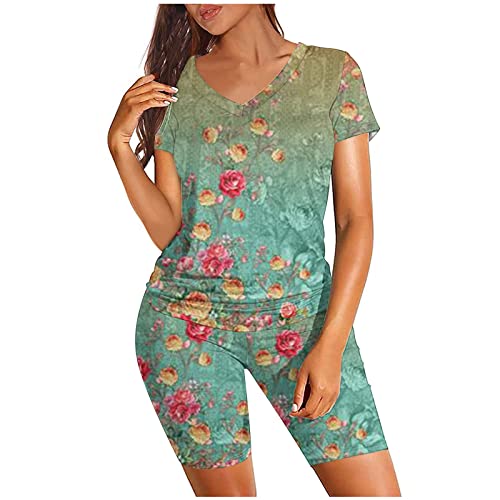 XpigPq Women's Vintage Floral Print Lounge Set