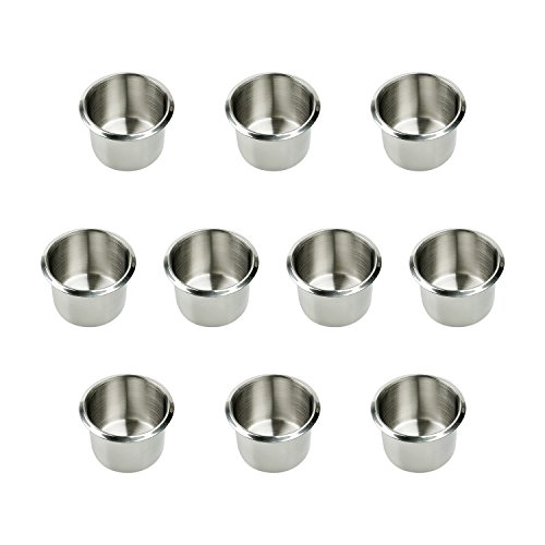 Game Table Cup Holder Insert - 10 Pack Stainless Steel