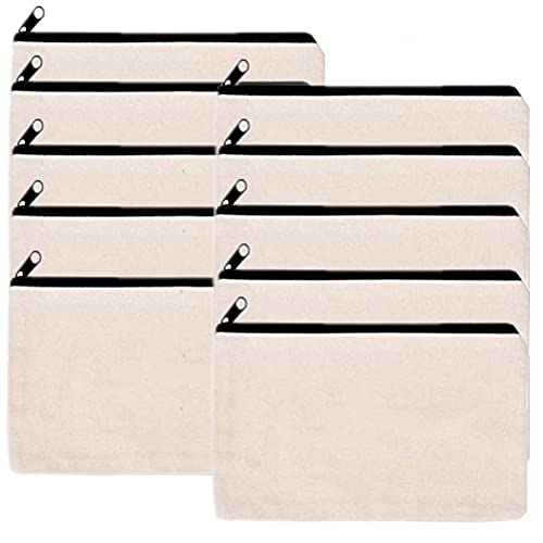10 PCS Canvas Makeup Bag Cosmetic Pouch Blank Zipper Bag 10 PCS Canvas Makeup Bag Cosmetic Pouch Blank Zipper Bag