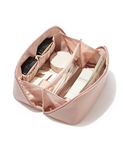 EACHY Travel Makeup Bag - Pink Waterproof Cosmetic Organizer