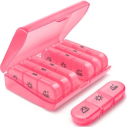Portable Travel Pill Organizer 7 Day with Large Pill Containers